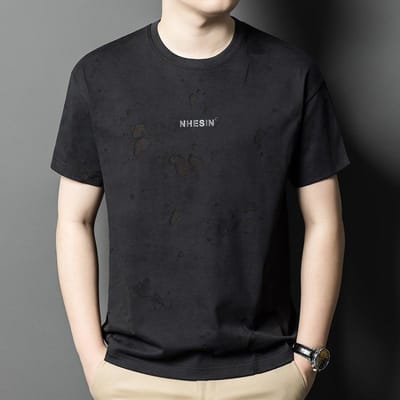 Zomer Nieuwe Heren Tops met Korte Mouwen, Modieuze en Casual Ronde Hals Bedrukte Dunne T-shirts Sport Onderhemden 4XL black