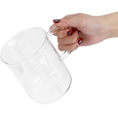 Dailygoods- Cafeïnebeker 450 Ml - Hittebestendige Chemiebeker - Koffiemok van Borosilicaatglas - Met Handvat - Veilig en Hoogwaardig - Modieus Ontwerp - Meetbeker