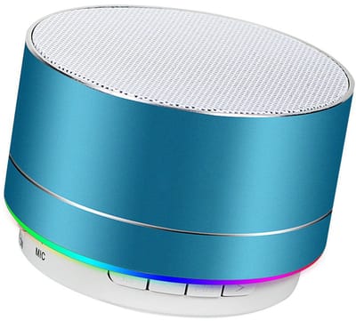 Oneay Mini draadloze speaker, draagbare Bluetooth-speaker met HD-geluid, 4 uur speeltijd, ingebouwde microfoon, TF-kaartsleuf, FM-radio en ledverlichting voor thuis en op reis - Blauw