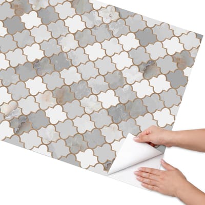 Coloray Meubel Wrap Folie - Grijs Meubelfolie - 75x150 cm - Meubel Wrap Folie Mozaïekpatroon - Plakfolie Meubels - Klassiek Meubelfolie - Decoratiefolie Zelfklevend - Slaapkamer decoratie - Achtergronden en patronen