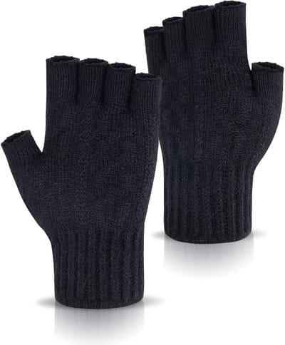 Vingerloze gebreide handschoenen voor mannen en vrouwen, ideaal voor typen, fietsen, autorijden en kamperen, met zachte fleece en zonder vingertoppen