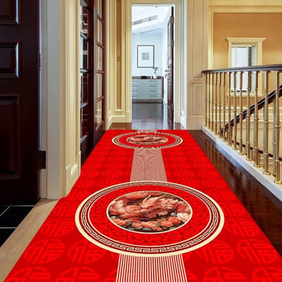Wasbaar Chinees Rood Gangtapijt Lang Gangtapijt Antislip Woonkamer Keuken Gang Loper Tapijt Hotel Huisdecoratie Mat 100*120cm