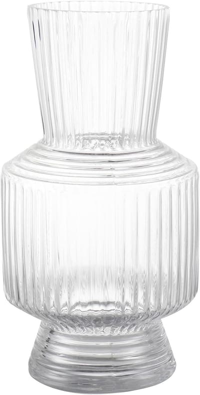 Grote Ribbelglas Vaasje voor Bloemen, 25CM Hoog Vaas voor Boeketten, Interieurdecoratie voor Woonkamer, Badkamer en Tafelsetting