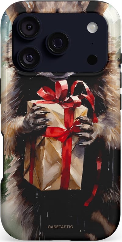 Casetastic hoesje geschikt voor Apple iPhone 17 Pro - MagSafe - Dubbellaagse bescherming - Winter Wasbeer Presentje - Fashion Case - Zwart Grijs Taupe