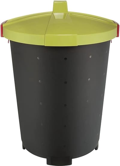 Vuilnisbak 65 l met afsluitbaar deksel en praktische clips - zwart/groen