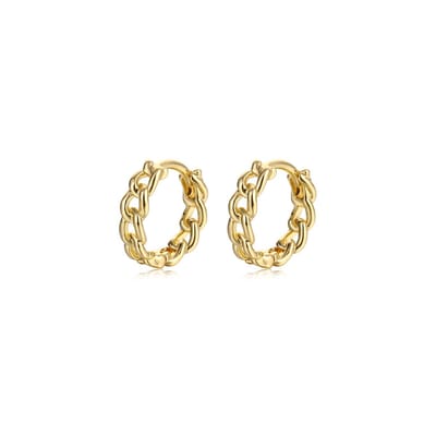Petite Chain Oorringen | Goudkleurig | 8 x 2 mm | 925 Silver | Fashion Favorite