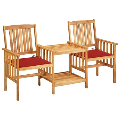 vidaXL - Tuinstoelen - met - tafeltje - en - kussens - massief - acaciahout