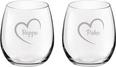 Gegraveerde Drinkglas 39cl Pake mei hert & Beppe mei hert
