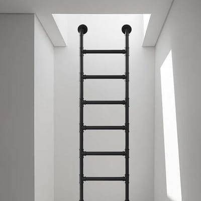 Muurladder - Vluchtladder - Veilig Toegankelijk - Smeedijzeren Kwaliteit - 330cm - Zwart
