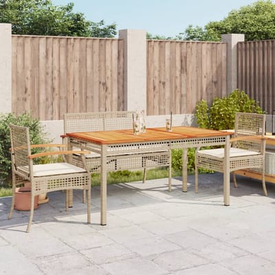 vidaXL - 5-delige - Tuinset - met - kussens - poly - rattan - beige