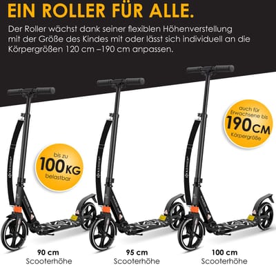 KESSER® Stuntstep voor Volwassenen en Kinderen - Step Opvouwbaar en Verstelbaar in Hoogte - Kinderstep Aluminium - Zwart