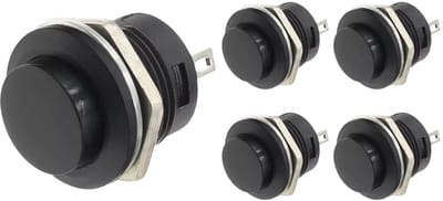 ProRide Drukknop Pulsschakelaar R13-507 - 16mm Inbouw - 250V/3A - Normally Open - Zwart - 5 stuks