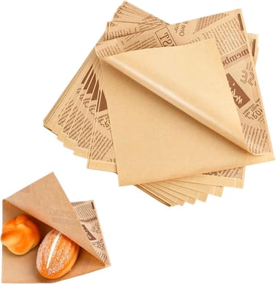 Snackzakken voor hamburgers en friet - 100 stuks, 18x18 cm, vetvrij papier met oude krantenprint, ideaal voor snacks en catering