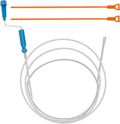 Set van 3 Flexibele Afvoerreinigers, Spiralen van 3 m x 5 mm voor Keuken en Badkamer, Effectieve Ontstopper voor Pijpen en Afvoeren