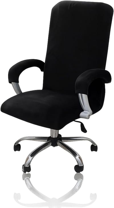 Zachte Bureauhoes met Armsteun, Rekbare Stoelhoezen voor Gaming Stoelen, Verwijderbare en Elastische Hoezen voor Kantoor- en Computerstoelen, Zwart, Groot