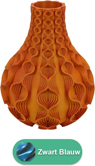 Coral organische vaas – Decoratieve vaas - Zwart / Blauw - 3d geprinte vaas – geschikt voor droogbloemen - 20CM