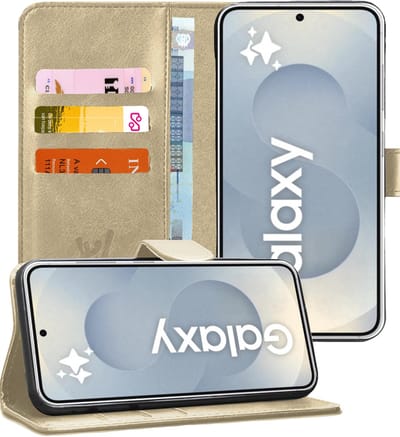 Hoesje geschikt voor Samsung Galaxy S25 - Portemonnee Book Case Goud
