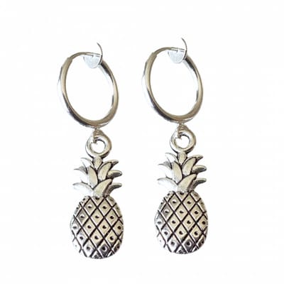 Klem oorbellen -Ananas -zilverkleur- geen gaatje- Charme Bijoux