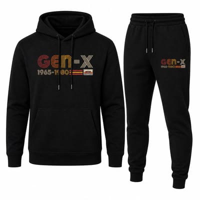 Hoodie Heren met Print en Capuchon - Gen-X Print - Zwart Trainingspak met Joggingbroek - XL