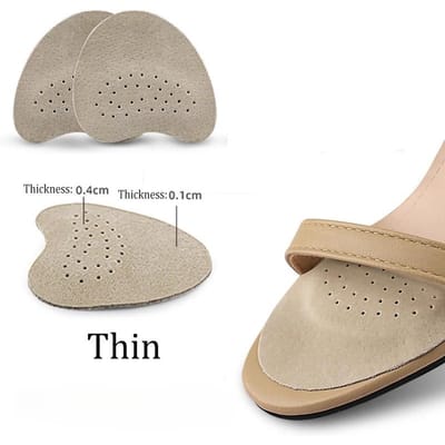 4 Stuks Sandalen Antislip Stickers Lederen Voorvoet Pad Vrouwen Hoge Hakken Pijnbestrijding Insert Inlegzolen Teen Kussen Voetverzorging schoenen Pad beige