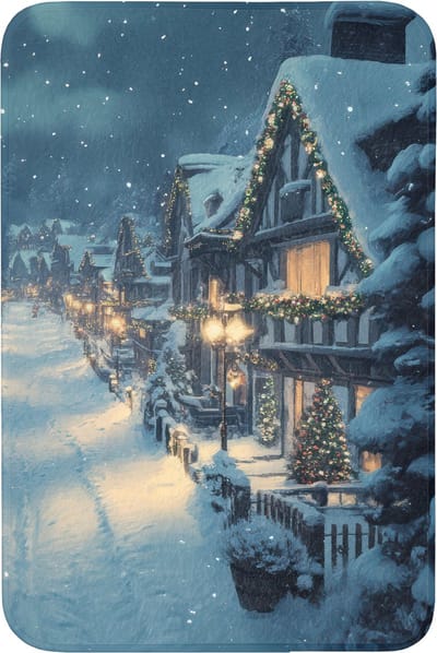 Badmat 60x90 cm - Antislip - Kerstdorp - Kerst - Sneeuw - Winter - Badmatten voor badkamer - Badkamermat - Douchemat - Badkamer mat