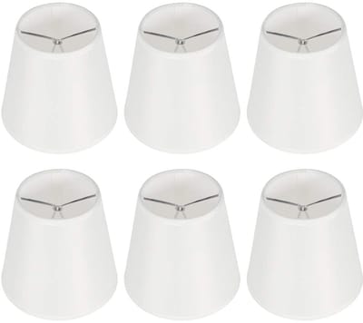 Dailygoody - Set van 6 kleine lampenkappen - Moderne stoffen lampenkap - Geschikt voor kroonluchter en tafellampen - Wit - Lichttransmissie en muggenp