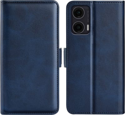 MobyDefend Hoesje - Geschikt voor Motorola Moto G35 - Luxe Wallet Book Case (Sluiting Zijkant) - Blauw