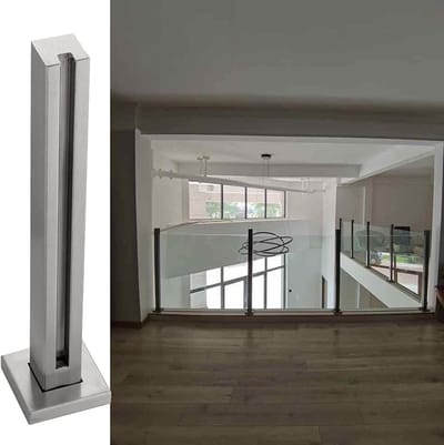 Glazen Balustrade Paal - Glazen Hekwerk Paal - Balkon Afschermen - Roestvrij Staal 304 - 5x5 cm - Zilver