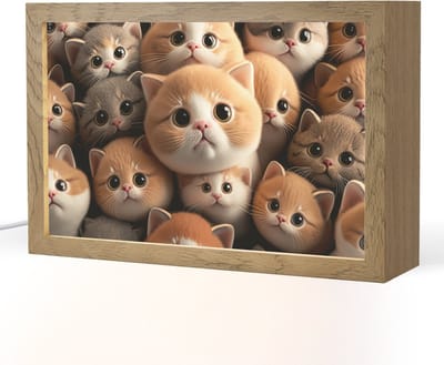 Nachtlampje 30x20 cm - Kinder lampje - Katten - Huisdieren - Kitten - Design - Jongens - Meisjes - Tafellamp kinderkamer - Slaapkamer lamp - Bedlamp kinderen - Kinderlampje stopcontact - Wandlamp babykamer - Nachtlampjes