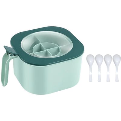Boîte de rangement d'assaisonnement en polypropylène à 4 compartiments, boîte multifonctionnelle pour épices de cuisine, verte vert