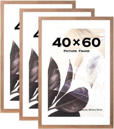 Set van 3 Fotolijsten 60x40 cm Bruin met Standaard