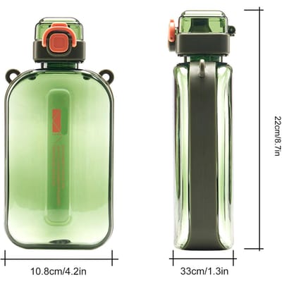 Bouteille d'eau plate Tasse à eau pour sports de plein air 750 ml Grande capacité Tasse à boire de bureau avec échelle Type 3 black