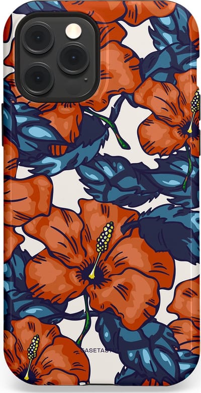 Casetastic hoesje geschikt voor Apple iPhone 12 / Apple iPhone 12 Pro - MagSafe - Dubbellaagse bescherming - Exotische paradijs - Fashion Case - Terracotta Donkerblauw Bruin Donkergrijs