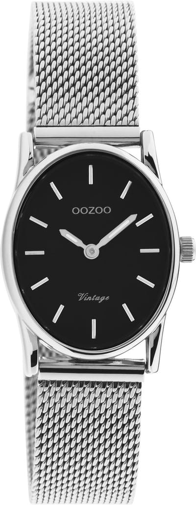 OOZOO Vintage series - zilverkleurige horloge met zilverkleurige metalen mesh armband - C20257