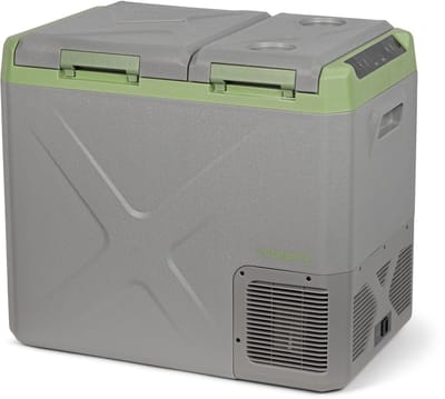 Steamy-E Elektrische Compressor Koelbox - Dual Compartment - Tegelijk koelen en vriezen - 40 liter - 12V en 230V - voor auto en camping - Grijs