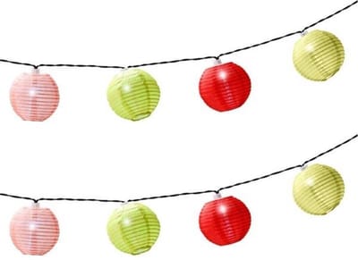 2x stuks solar lampion tuinverlichting/feestverlichting roze, groen, rood, lichtgroen 4.5m - Partyverlichting Lichtsnoeren