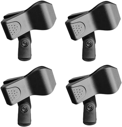 Famanu 4 stuks microfoonklemmen, microfoonbehuizing, microfoonhouder, microfoonclip, houder voor microfoonclip, compatibel met de meeste bekabelde en draadloze microfoons (zwart)