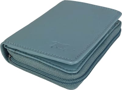 Dames Portemonnee - Heren Portemonnee - Portefeuille - Leer - RFID - Ritsportemonnee - Lichtblauw