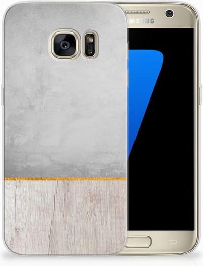 Samsung Galaxy S7 Bumper Hoesje Wood Concrete