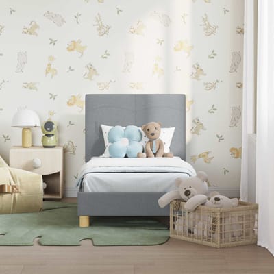 vidaXL - Peuterbedframe - met - hoofdboard - Lichtgrijs - 70 - x - 140 - cm - Stof