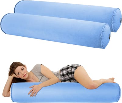 Opblaasbaar Kussen - Lichaamskussen Slaapkussen - Zijslapen Comfort - Compact en Draagbaar - 120 cm Lengte - Blauw