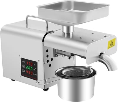 Elektrische Oliepers - Zaden Persmachine - Zelf Olie Maken - Hete Koude Persing - 610 Watt - Zilver