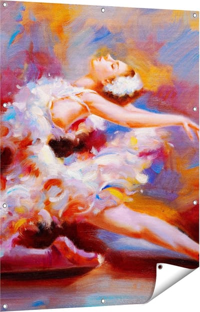 Gards Tuinposter Ballerina van Olieverf - Ballet - 90x120 cm - Tuindoek - Tuindecoratie - Wanddecoratie buiten - Tuinschilderij