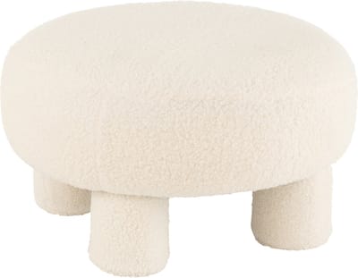 J-Line kruk Rond Teddy voeten Bouclé - textiel - wit