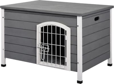 Hondenhok - Buiten - Bench - Ren - Weerbestendig - Kennel - Rek - Grijs