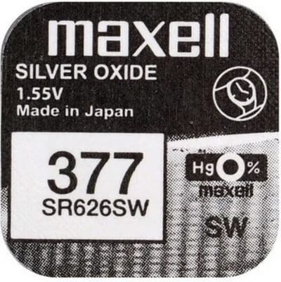 MAXELL 377 / SR626SW zilveroxide knoopcel horlogebatterij 2 (twee) stuks