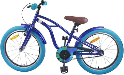 Kinderfiets 18 Inch - Klassieke kinderfiets - Buiten spelen - Stalen frame - 18 inch - Donkerblauw