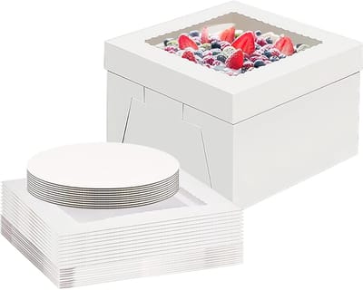 10 sets transportdozen voor taarten met cakeboard, 10 x 10 x 8 inch, vierkant, met venster, ideaal voor het verpakken van gebak, donuts en desserts