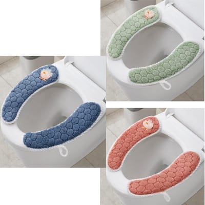 Omgoods - 3 Pairs Plush Warm Toilet Seat Cover Mat - Wasbare Zachte Wc Zitting Kussen