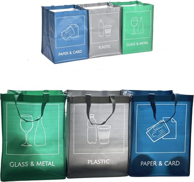 Herbruikbare Vuilniszakken 3-pack - Organiseer Afval Scheiden voor Binnen en Buiten, Waterdicht en Duurzaam